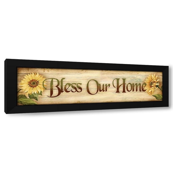 Ed Wargo 14x7 Black Modern Wood Framed Wall Art Titled - Bless Our Home