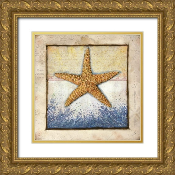 Wargo, Ed 15x15 Gold Ornate Wood Framed with Double Matting Museum Art Print Titled - Starfish