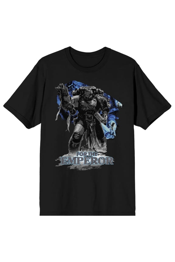 Warhammer 40000 Utramarines For the Emperor on black Adult Crew Neck Short Sleeve T-shirt - Medium