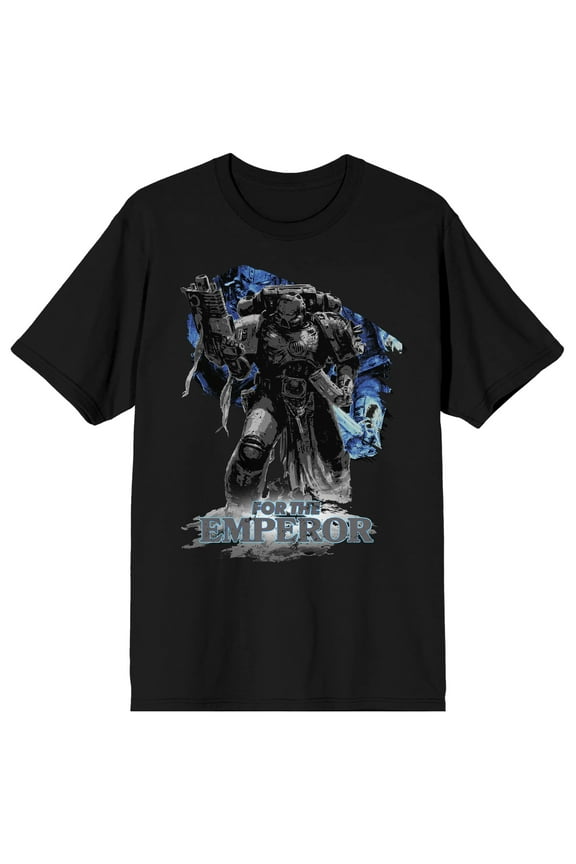 Warhammer 40000 Utramarines For the Emperor on black Adult Crew Neck Short Sleeve T-shirt - XL