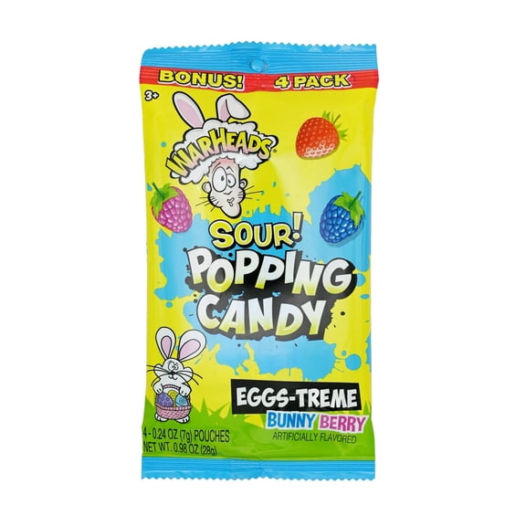 Warheads Easter Sour Popping Candy, Bunny Berry, 4 Pack