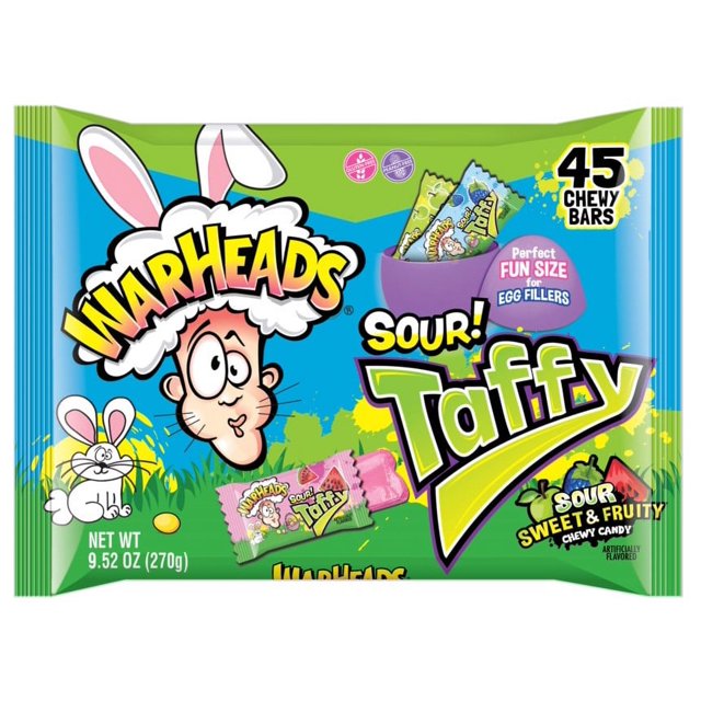 Warheads Easter Sour Taffy Candy, 45 Count (9.52 Ounce) Bag