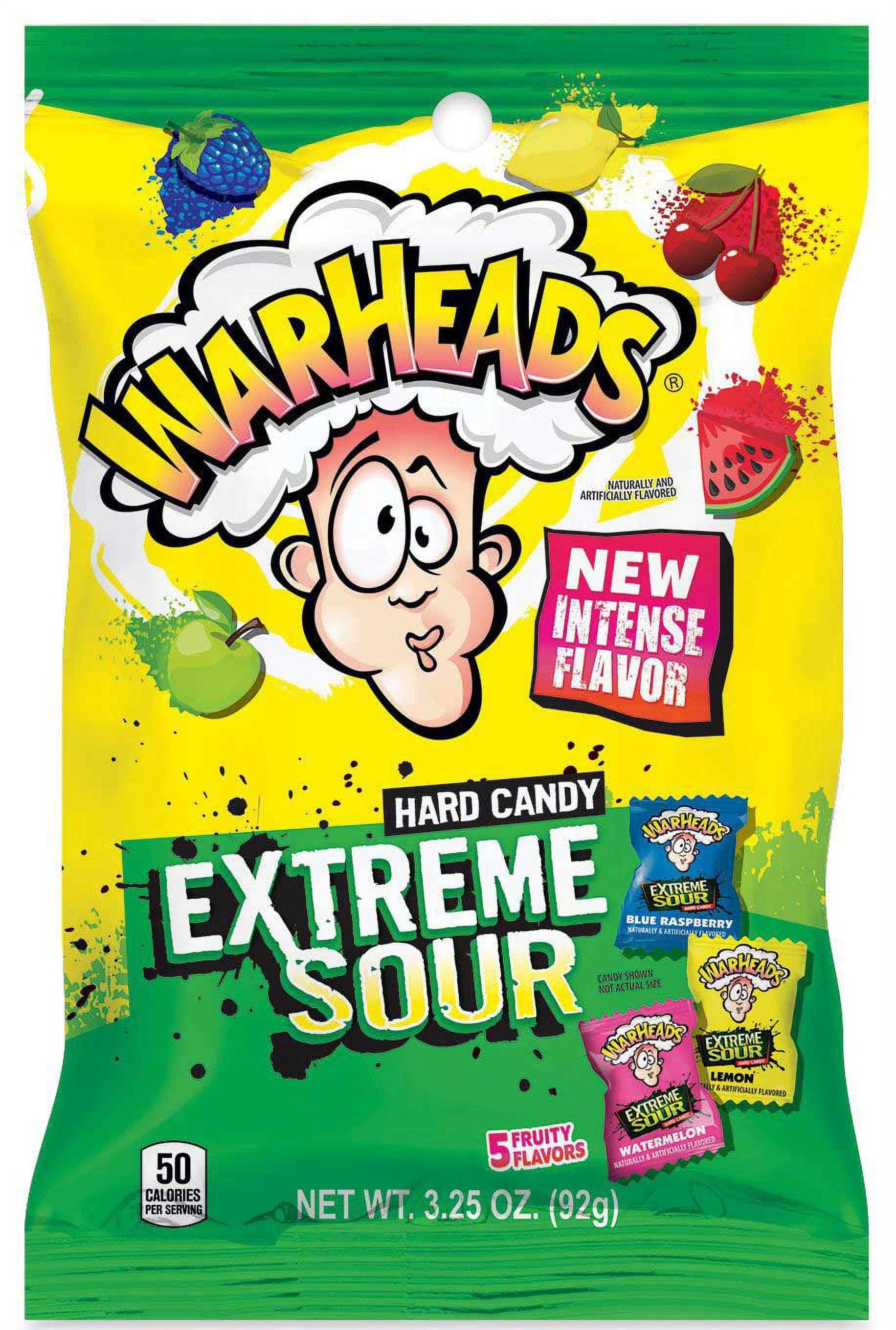 Warheads Extreme Sour Hard Candy 3.25oz Assorted Flavors [8-Bags]
