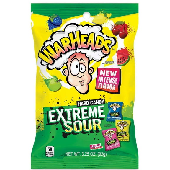 Warheads Extreme Sour Hard Candy 3.25oz Assorted Flavors [8-Bags]