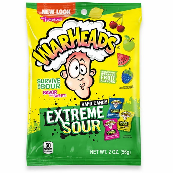 Warheads Extreme Sour Hard Candy Assorted Flavors 2 oz. (Pack of 8)