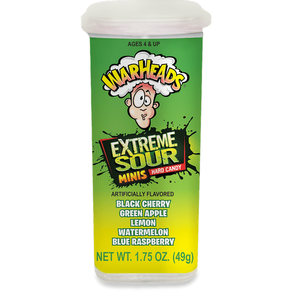 Warheads, Extreme Sour Mini Size, Count 18 (1.75 oz) - Sugar Candy / Grab Varieties & Flavors