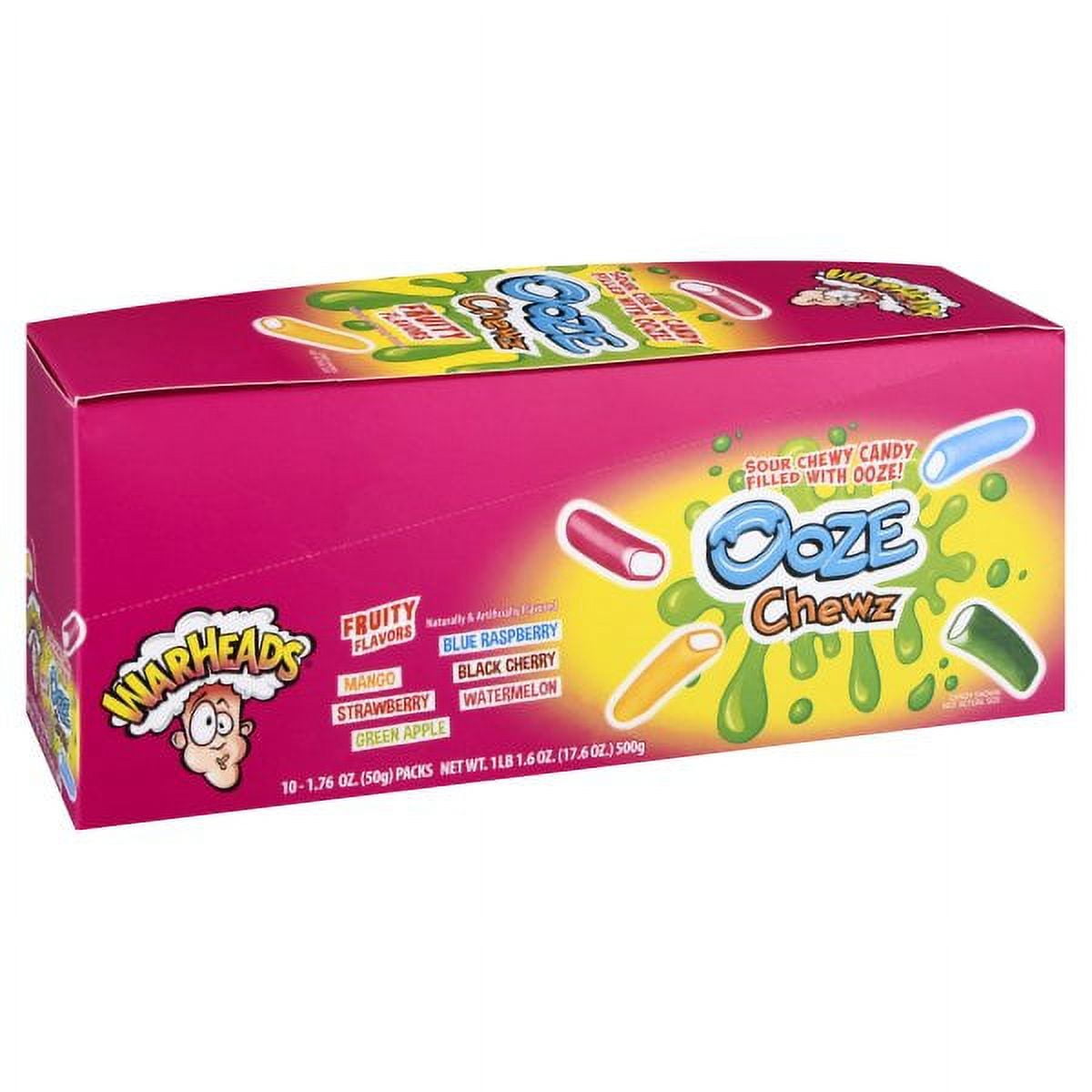 Warheads Ooze Chewz Gummi Candy Chews, 1.76 Ounce Bag - 10 Count Display  Box 