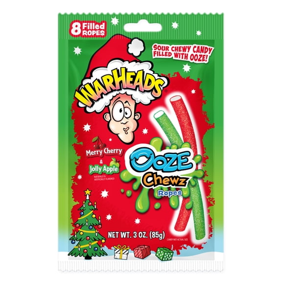 Warheads Ooze Chewz Holiday Candy Ropes, 3 oz