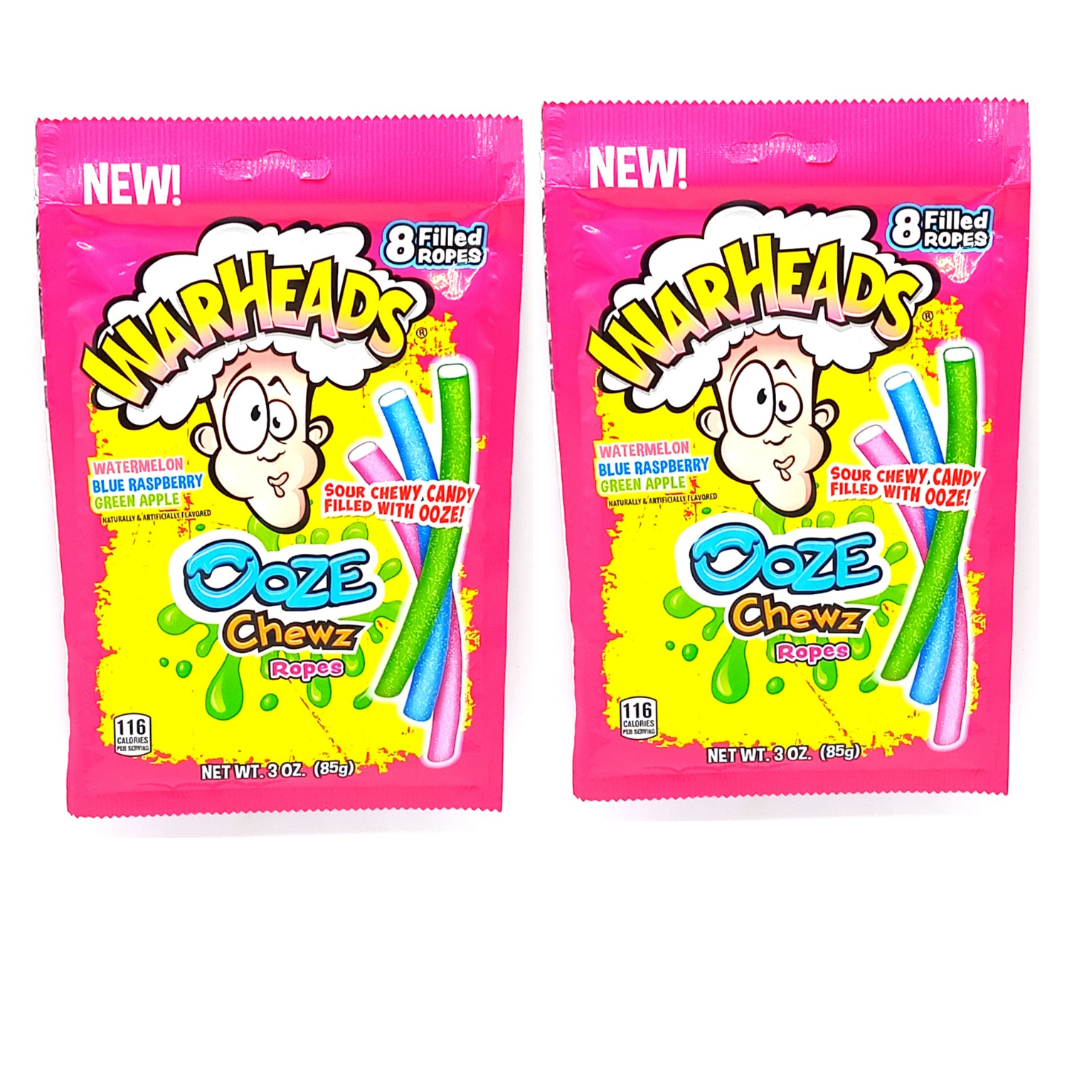 Warheads Ooze Chewz Ropes Sour Candy Chewy Soft Bite with