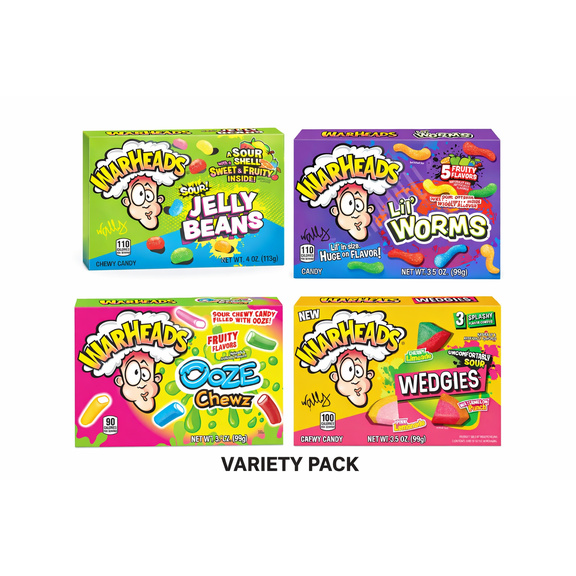 Warheads Sour Candy Variety Pack Assorted Flavors (4 Pack)