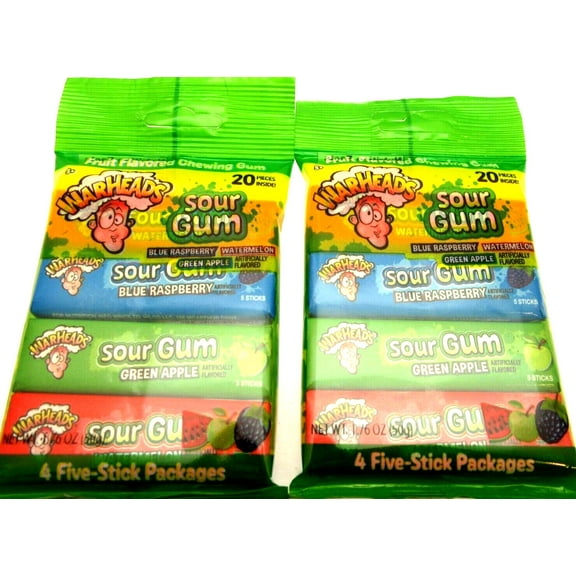 Warheads  Sour Gum  Extreme SOUR chewing gum candy  Lot of 2