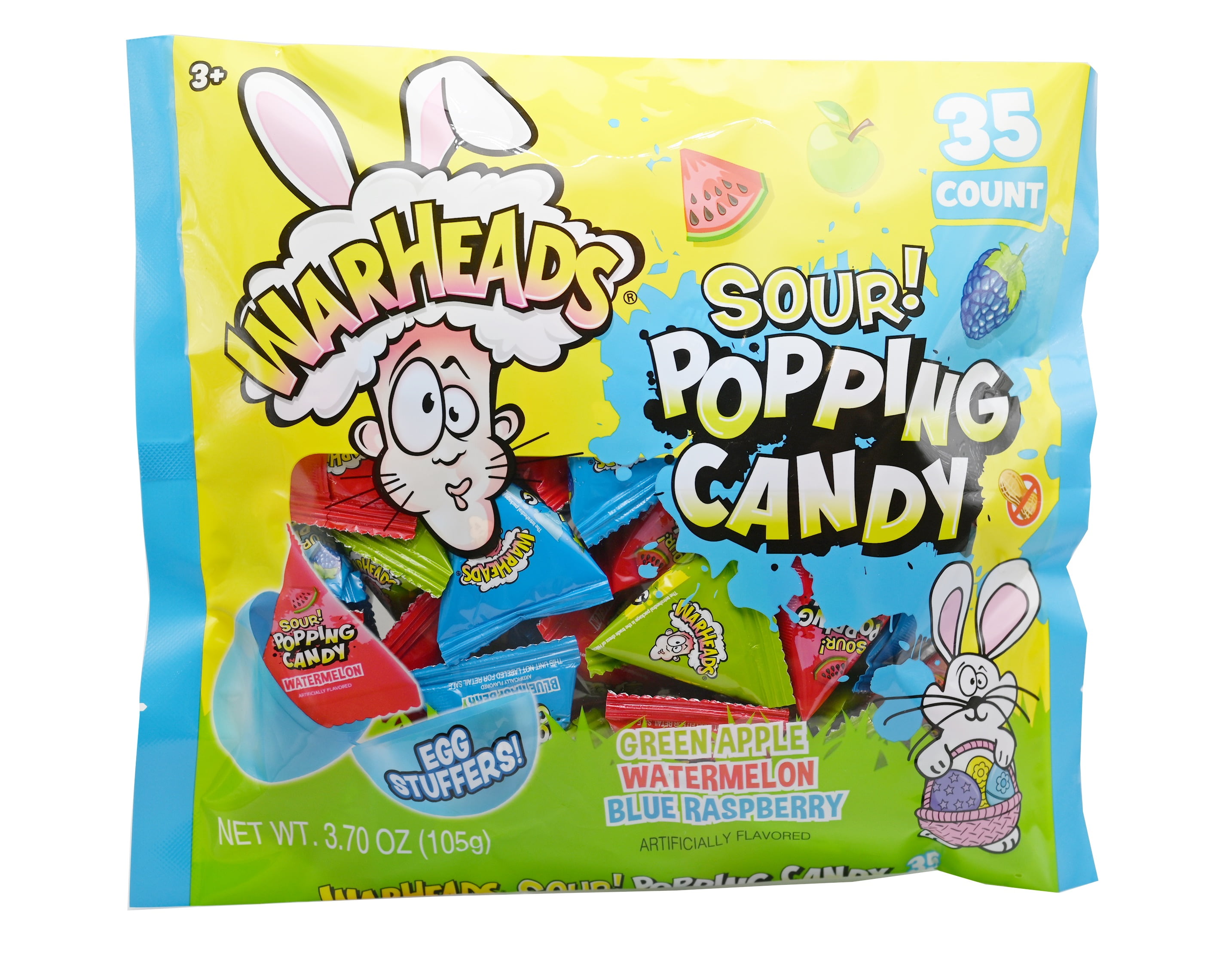 Warheads Sour Popping Candy, 35 Count 3.7oz Laydown Bag, Contains Milk