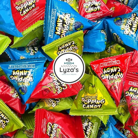 Warheads Sour Popping Candy - 80 Count - Blue Raspberry, Green Apple & Watermelon - Fizzy Sour Hard Candy Crystals - One Bulk Bag
