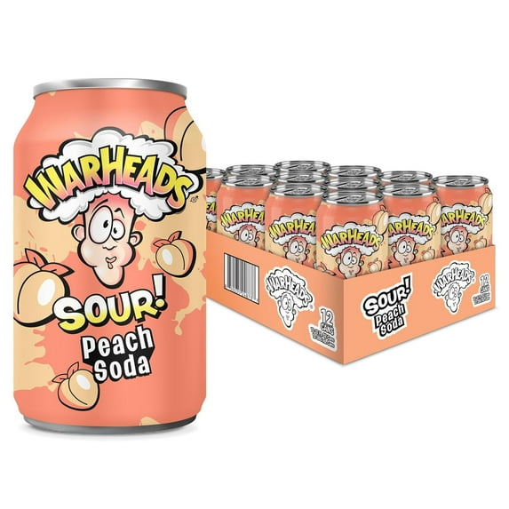 Warheads Sour Soda Peach 12oz Cans