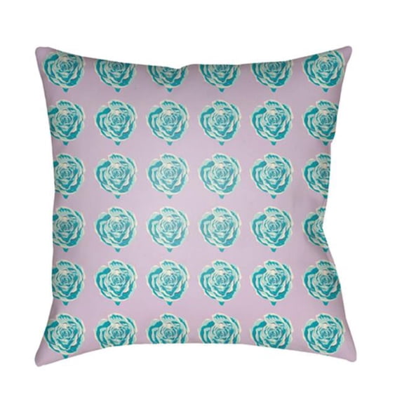 Surya WA001-2222 22 x 22 x 5 in. Warhol Floral Square Throw Pillow, Aqua, White & Lavender
