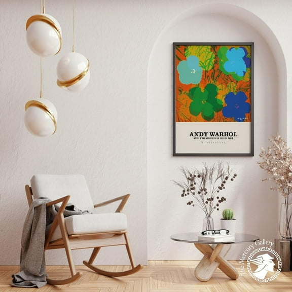 Warhol Floral Poster, Pop Art Exhibition Print, Modern Gallery Wall Art, Trendy Wall Decor UNFRAMED Poster, 12x18