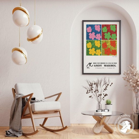 Warhol Flower Poster, Modern Pop Art Print, Exhibition Style Wall Art UNFRAMED Poster, Wall Art for Decor, Present, 8x12