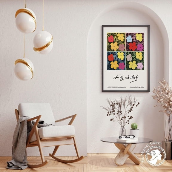 Warhol Flowers Poster, Museum Exhibition Art Print, Vintage Retro UNFRAMED Poster, Wall Art for Decor, Present, 8x12