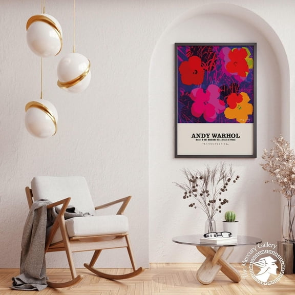 Warhol Flowers Poster, Pop Art Exhibition Print, Modern Gallery Wall Decor, Trendy Wall Art Print UNFRAMED Poster, 8x12