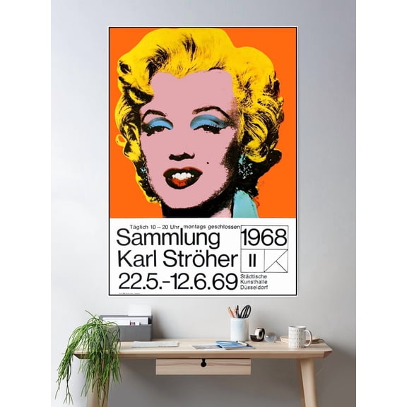 Warhol : Vintage 1968 Art Show Print In Dusseldorf Germany Poster Wall Art, Modern Wall Decor For Living Room Bedroom, 12x18 UNFRAMED