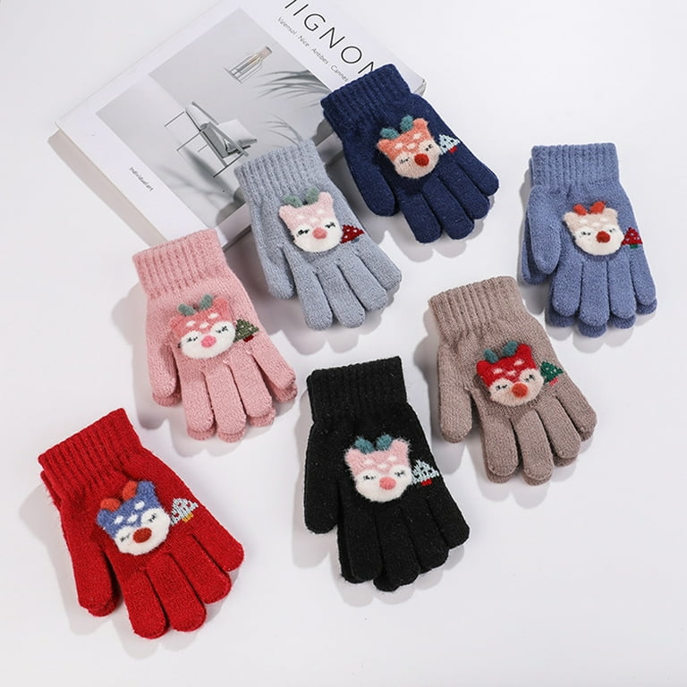 Warkul 1 Pair Kids Gloves Thickened Ultra Soft Keep Warmer Alpaca