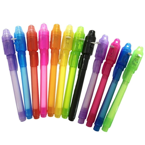 Warkul 12Pcs Invisible Ink Pen with UV Light Party Favors Message Spy Pen Goodie Bag Stuffers Mystery Solving Pen