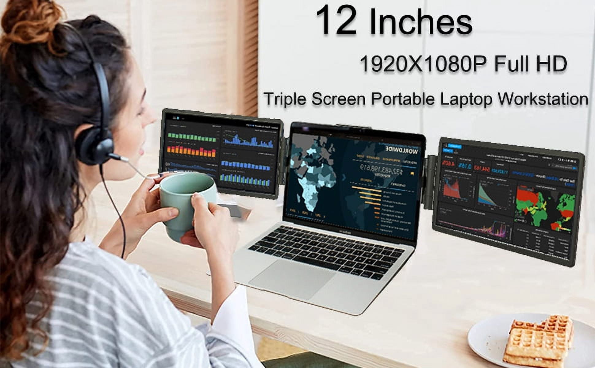 Warkul 12inch Portable Monitor for Laptop Screen Extender Dual Monitor