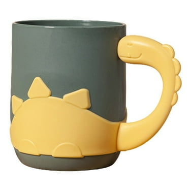 Warkul 450ml Mouthwash Cup with Handle Wide Mouth Mouthwash Brushing Teeth Storage Cup Reusable Unbreakable Bathroom Cup Cartoon Dinosaur Toothbrush Cup for Kids