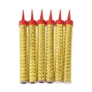 Warkul 6Pcs Birthday Candle Portable Delicate Paper Golden Decorative Cake Candle for Party