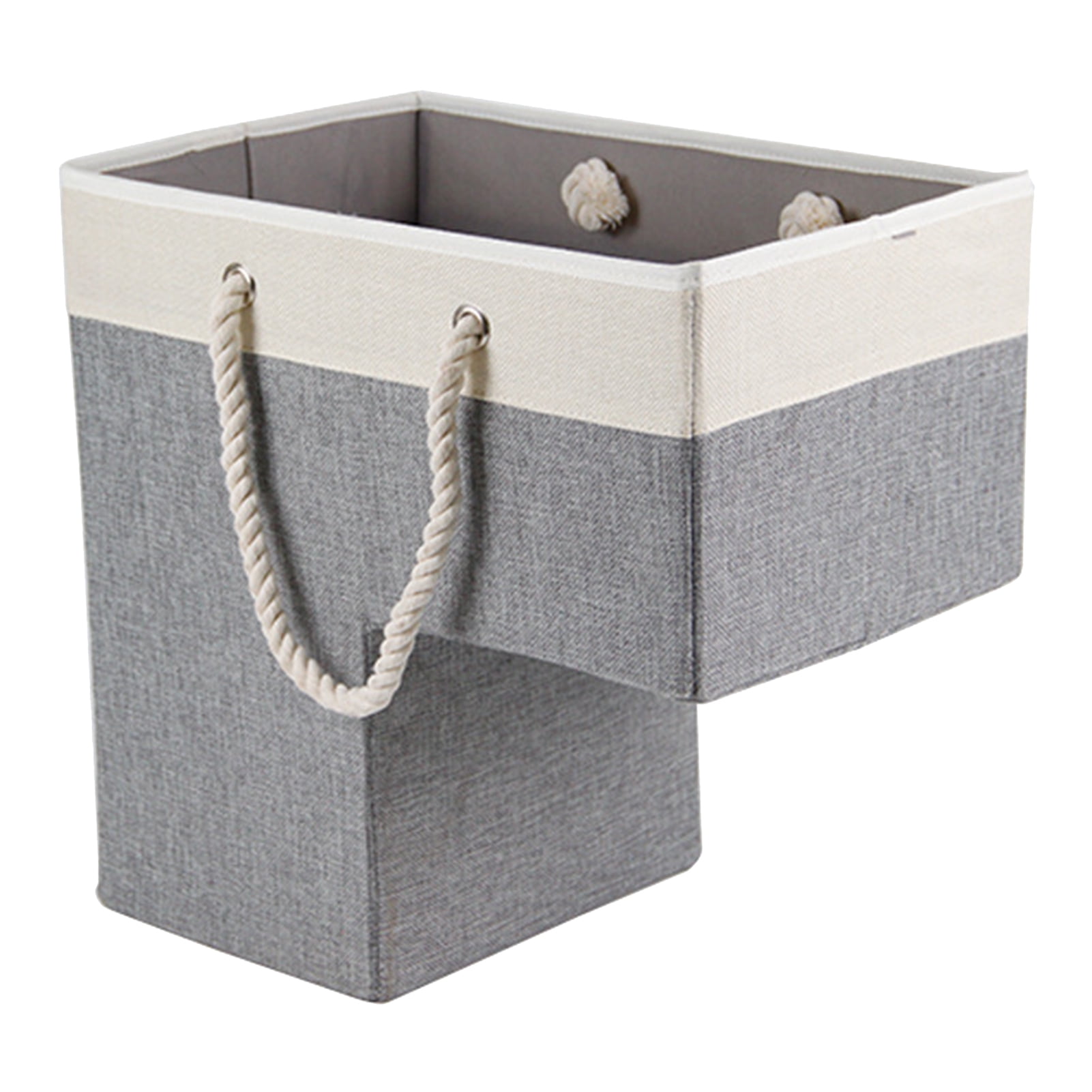 Warkul Foldable Stair Basket Portable Cotton Rope Handle Large Capacity