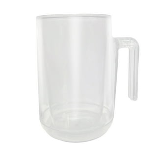 Granatan Double Walled Beer Mug For Freezer, Clear Beer Mug Frozen Cup 16  oz, Plastic Beer Mug with Handle