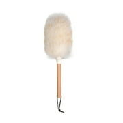 Warkul Lambswool Feather Duster with Wooden Handle - Hanging Rope, Washable, Reusable Small Hand Duster for Cleaning Wall Plant Desk