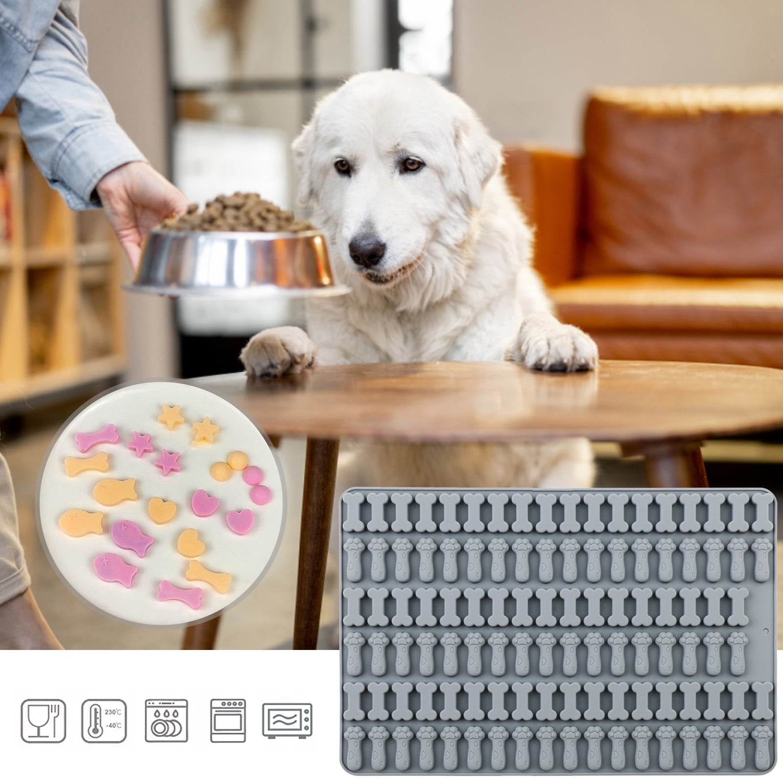 Warkul Large Capacity Dog Bone Silicone Molds NonStick Mini Treat