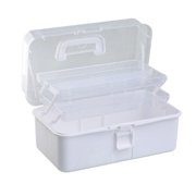 Warkul Multi-Layer Folding Organizer Box with Handle Large Capacity Paint Brush Sewing Supplies Sundries Storage Case