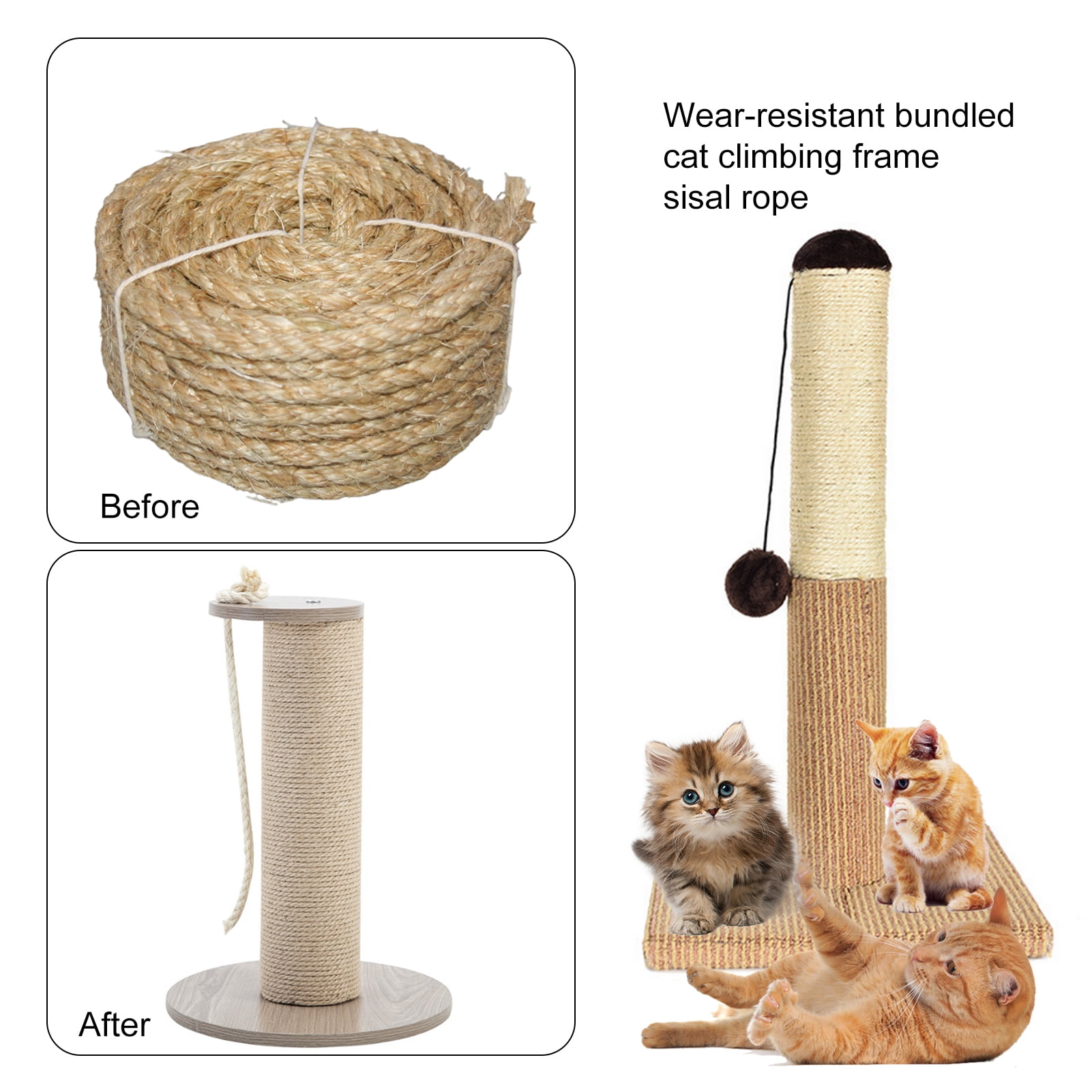 Warkul Natural Sisal Rope Heavy Duty Cat Scratcher Replacement Twine