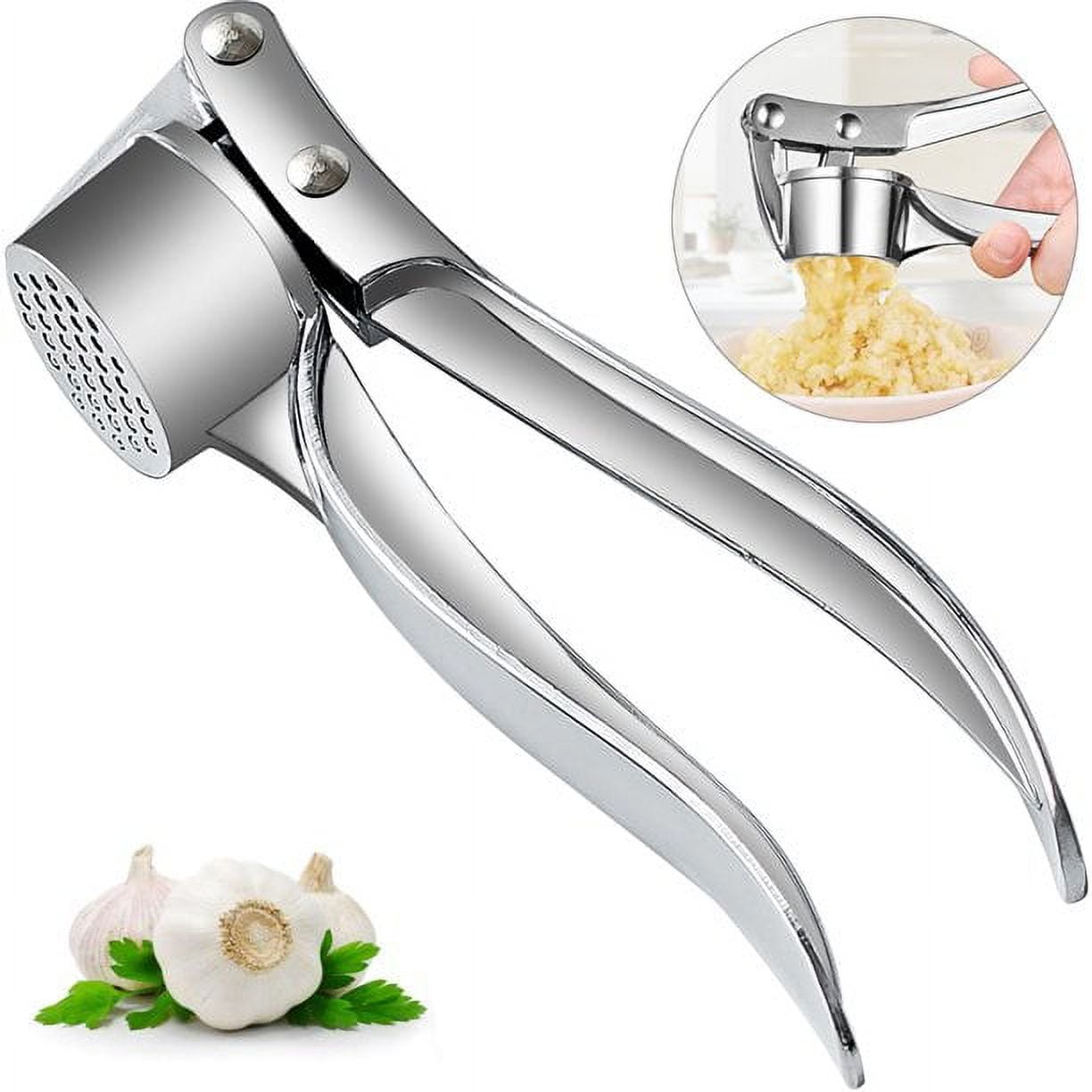 Coolkits Garlic Press, Stainless Steel Garlic Mincer, Durable Professional Grade Dual Lever-Assisted Garlic Crusher with Large Capacity Chamber,No