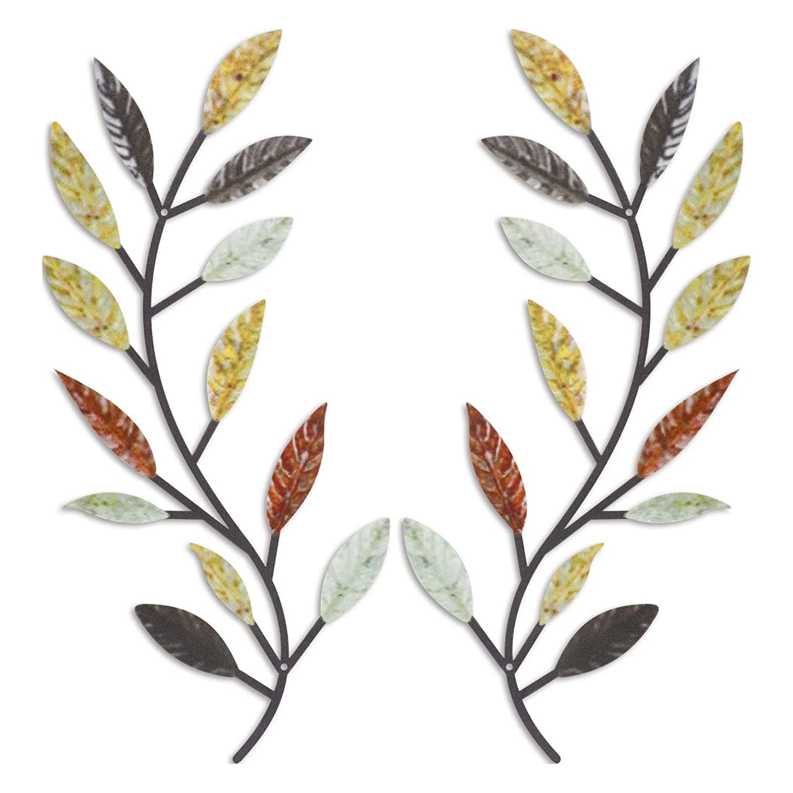 Warkul Symmetrical Leaf Wall Decor Metal Olive Branch Tree Leaves