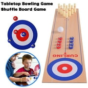 Warkul Tabletop Shuffleboard Bowling Game Set Mini Desktop 3-in-1 Shuffleboard Table Curling Game Parent-child Interactive Indoor Sports Leisure Toys for Kids & Adults