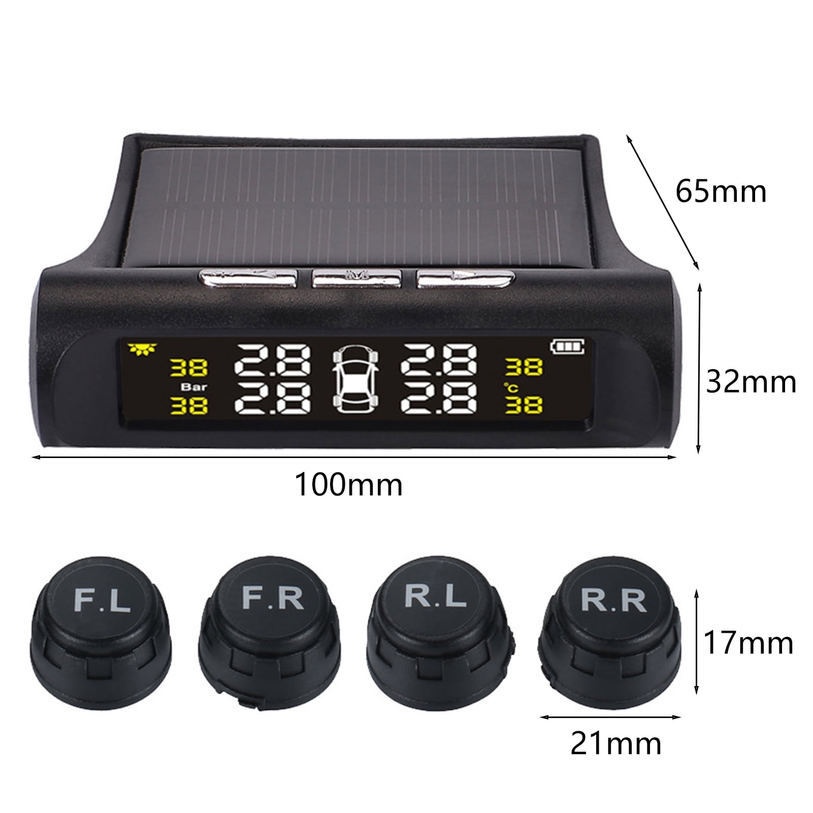 Warkul Wireless Solar Power Smart TPMS with 4 External Sensors - Car ...