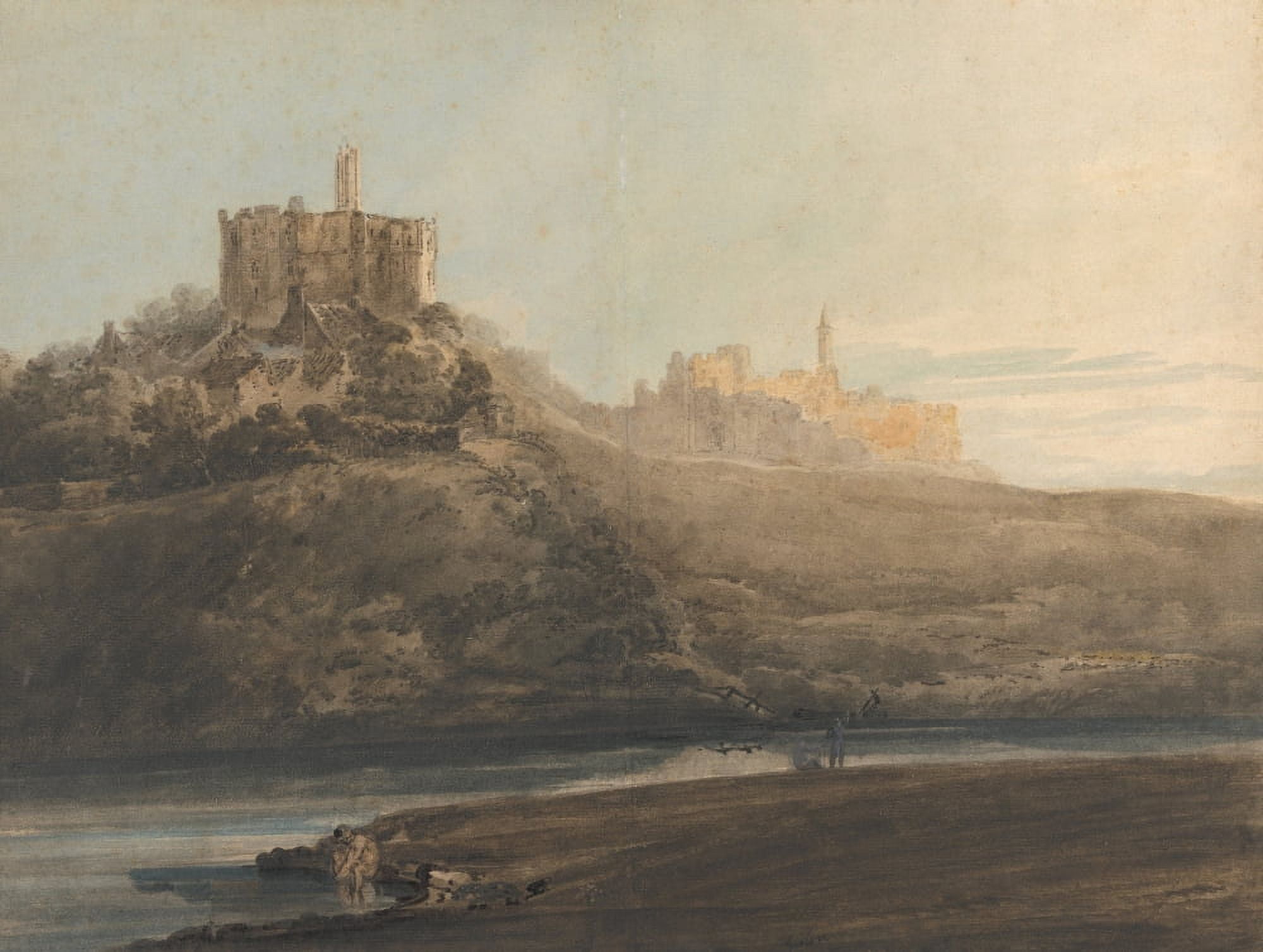 Warkworth Castle Northumberland c1798 Canvas Art - Thomas Girtin (18 x 24)