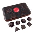 thumbnail image 1 of Warlock Tome with Shiny Black Nickel and Purple Numbering Metal Role Playing Dice -, 1 of 3