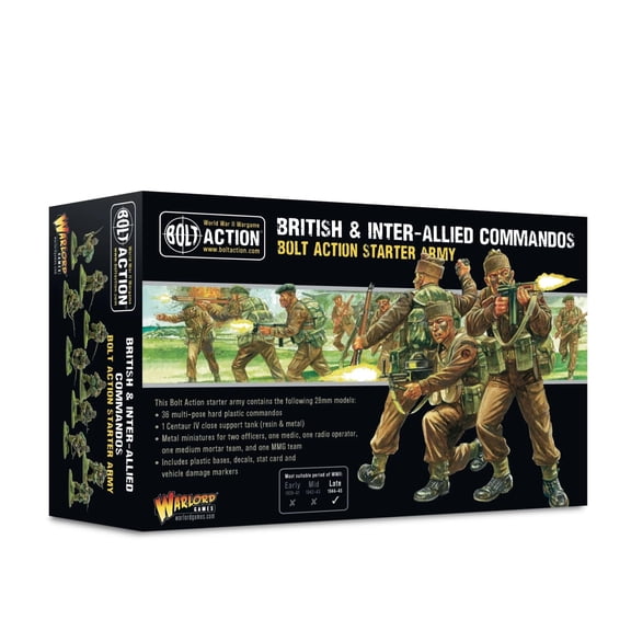 Warlord Games British & Inter-Allied Commandos Starter Army - 28mm Scale Plastic Miniatures for Bolt Action Highly Detailed World War 2 Miniatures for Table-top Wargaming