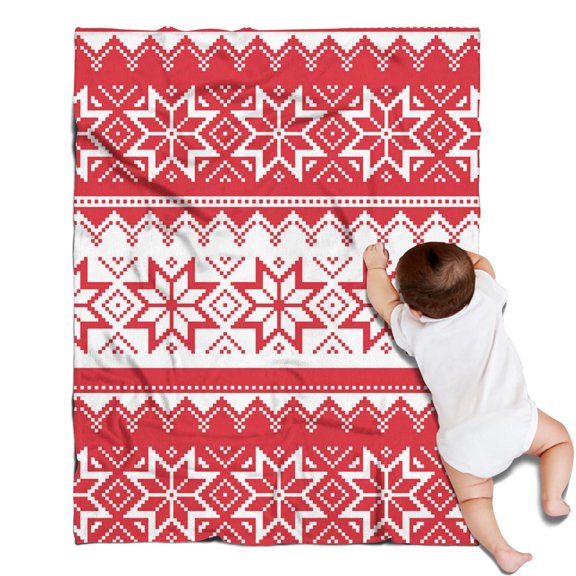 Warm 30"x40" Christmas Flannel Throw Blanket, Premium Brushed Cotton Holiday Design for Couch and Sofa