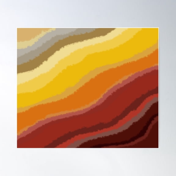 Warm Abstract Brush Strokes - Yellow Orange Red Grey Poster Wall Art, Modern Wall Decor For Living Room Bedroom, 24x36 UNFRAMED
