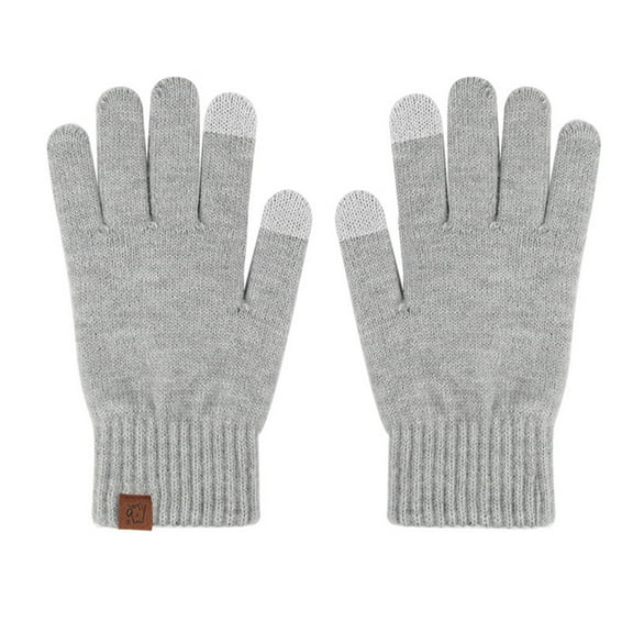Warm Alpaca Knitted Winter Gloves for Women and Men Light Gray Free