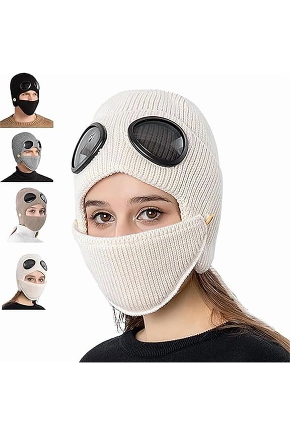 Warm Aviator Hat with Detachable Mask & Goggles - 3-in-1 Winter Beanie for Men Women, Cold Weather Ski Mask, Motorcycle, Outdoor Sports(XX)