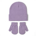 thumbnail image 1 of Warm Baby Knitted Hat and Glove Set for Autumn and Winter - Cozy Wool Pullover Cap for Children - Versatile Solid Color Outdoor Accessories, 1 of 2