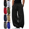 thumbnail image 1 of Warm Baggy Sweatpants for Men Lounge Pocket Bandage Elastic Waist Solid Color Casual And Fashionable Full Length Pants, 1 of 7
