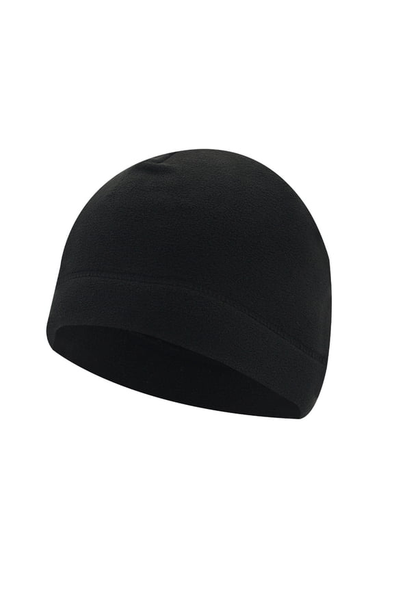 Warm Beanie for Men Women Cuffed Thick Fleece Winter Hat Elastic Skull Cap for Winter Outdoor Running Riding Skiing-Black