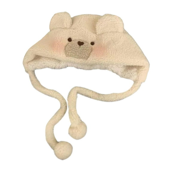 Warm Bear Hat Cartoon Comfortable Fashion Soft Lightweight Women Winter Headwear White